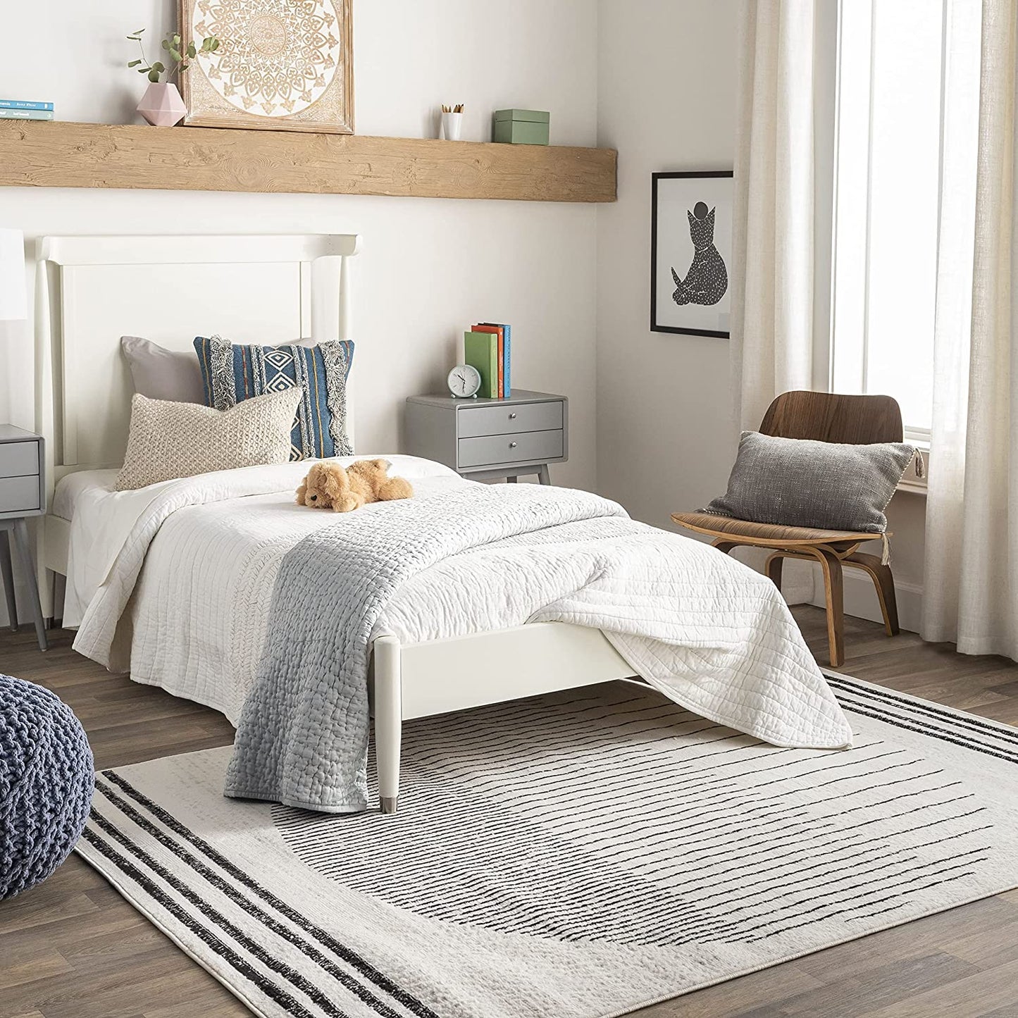 Mark&Day Area Rugs, 5X7 Neerbosch Modern Light Gray Area Rug, Gray / Black / White Carpet for Living Room, Bedroom or Kitchen (5' X 7')