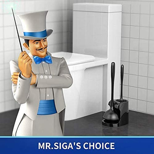 Toilet Plunger and Bowl Brush Combo for Bathroom Cleaning, Black, 1 Set