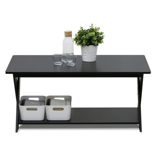 Modern Simplistic Criss-Crossed Coffee Table, Espresso