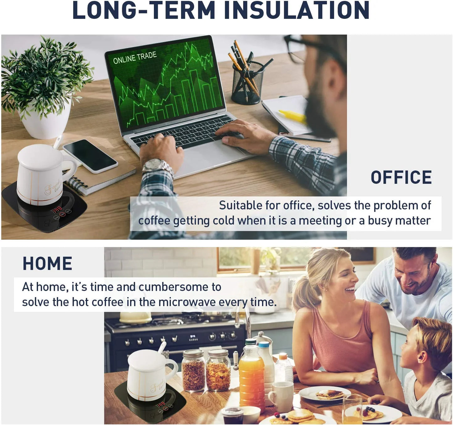 Coffee Mug Warmer for Desk with Heating Function 25 Watt Electric Beverage Warmer with Adjustable Temperature 131℉/ 55℃Or 167℉/ 75℃ (Without Mug)