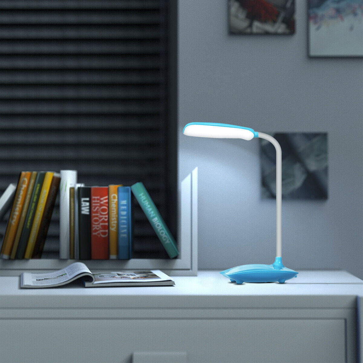 Dimmable LED Desk Light Touch Sensor Table Bedside Reading Lamp USB Rechargeable