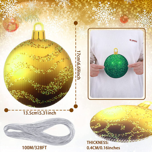 Outdoor Double Sided Lawn Decorations Christmas Decorations Outdoor Yard Hanging Ornaments (Not Ball) with 328 Feet Silver Cord for Christmas Porch Tree Decor (Flash Style)