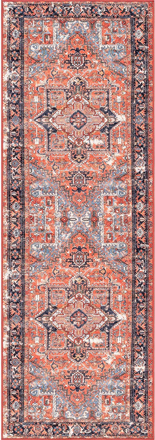 Florence Vintage Persian Runner Rug, 2' 8" X 8', Rust Red
