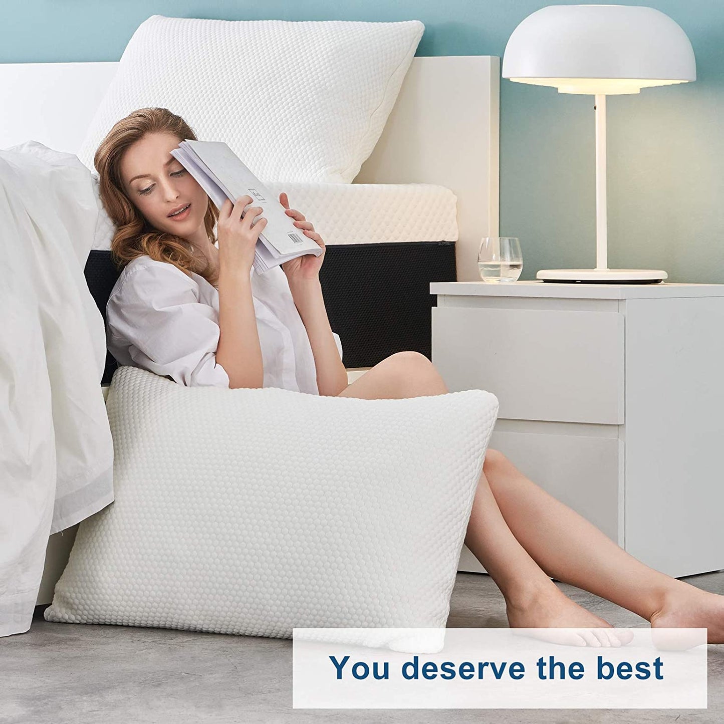 Standard Pillows Shredded Memory Foam Cooling Bed Pillows Set of 2 Pack Standard Size Pillows 20 X 26 In,Adjustable Loft Washable the Pillow for Side Back Stomach Sleeper Pillows for Sleeping