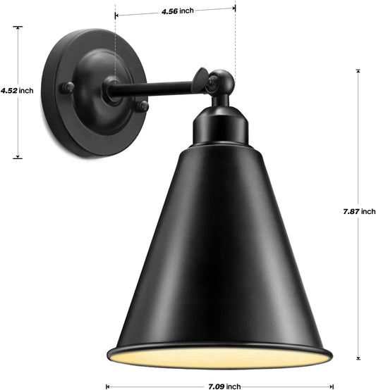 Vintage Wall Sconces, 2PACK Industrial Wall Sconces, Modern Black Wall Sconces Lighting, Wall Sconces Set of Two, 240 Degree Adjustable Antique Arm Swing Wall Lamp for Bedroom Bathroom Hallway Porch