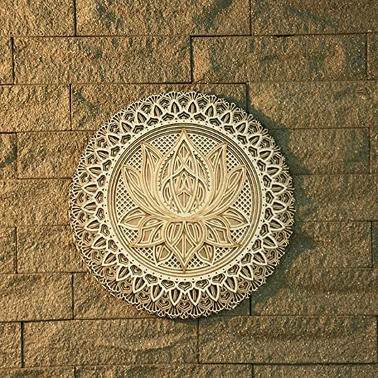Metal Wall Hanging Mandala Color Wall Art • Wall Hanging Yoga Decoration • Lotus Mandala Art Wall • Layered Wall Decoration • Hanging Sculpture • Rural Art • Random Color