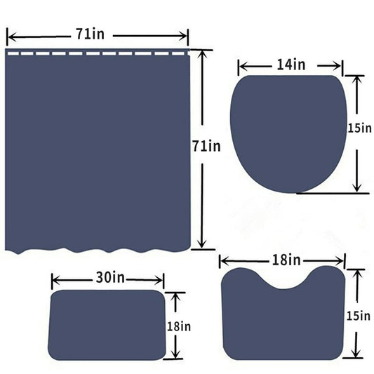 4Pcs Indigenous African Shower Curtain Sets Waterproof Non-slip Bath Mat Anti-skid Cushions Rug Bathroom Non-Slip Toilet Lid