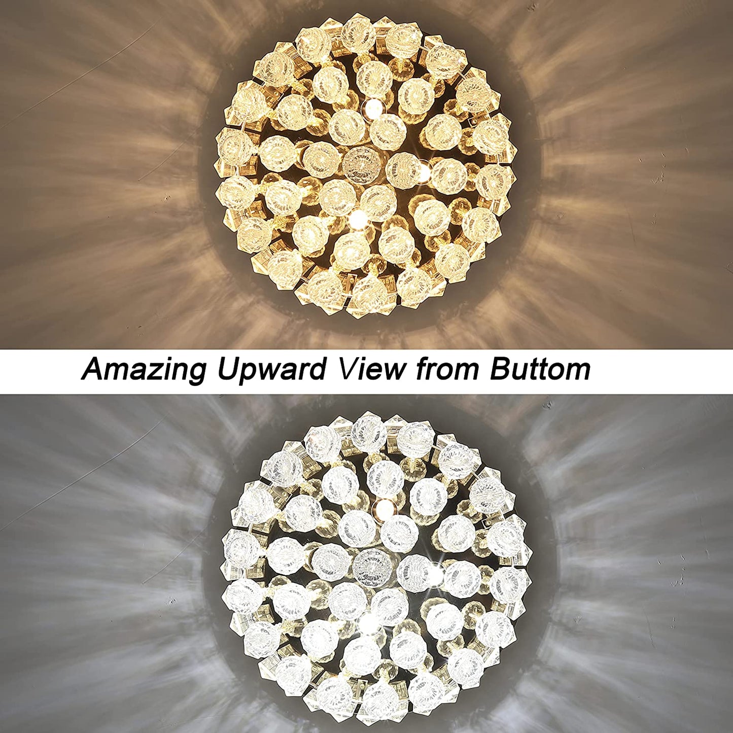 LOCLGPM 4 Light Luxury Glam Chrome Closet Mini Chandelier, Flush Mount Crystal Ceiling Light 11.8 Inch K5 Crystal Raindrop Silver Crystal Chandelier for Dining Room Bedroom Hallway Kitchen