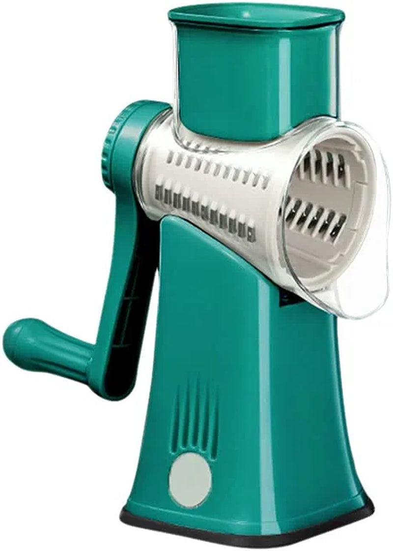 Shining Star Graters for Kitchen,Cheese Grater Efficient Vegetable Slicer with 5 Interchangeable round Stainless Steel Blades,Easy to Clean Rotary Cheese Grater for Fruit,Vegetables,Nuts