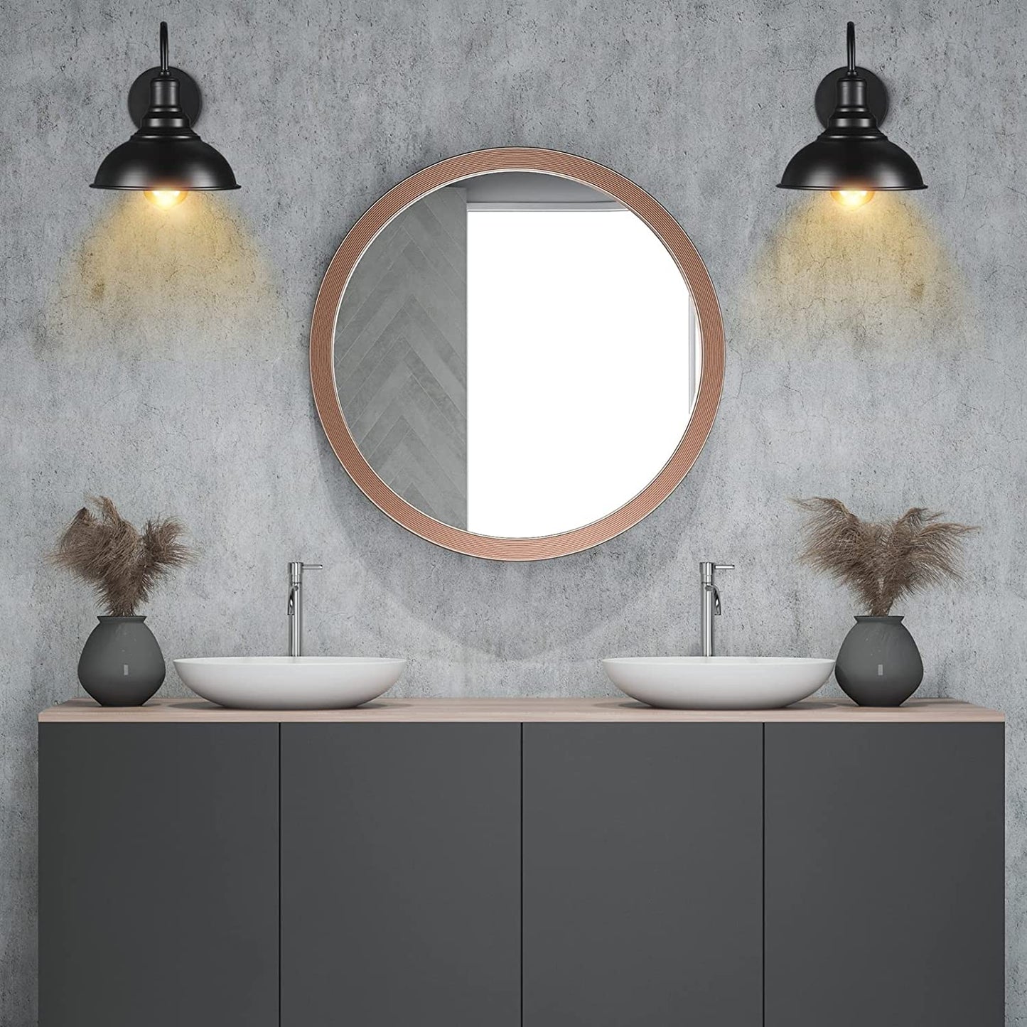 Farmhouse Wall Sconce, Industrial Black Wall Sconces, Gooseneck Wall Sconces Lighting, Wall Mount Lamp Fixtures for Barn Porch Bathroom Bedroom Living Room (2 Pack)