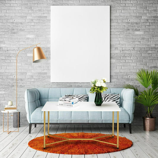 SalonMore Rectangle Coffee Table with Gold Y-Leg and White Top
