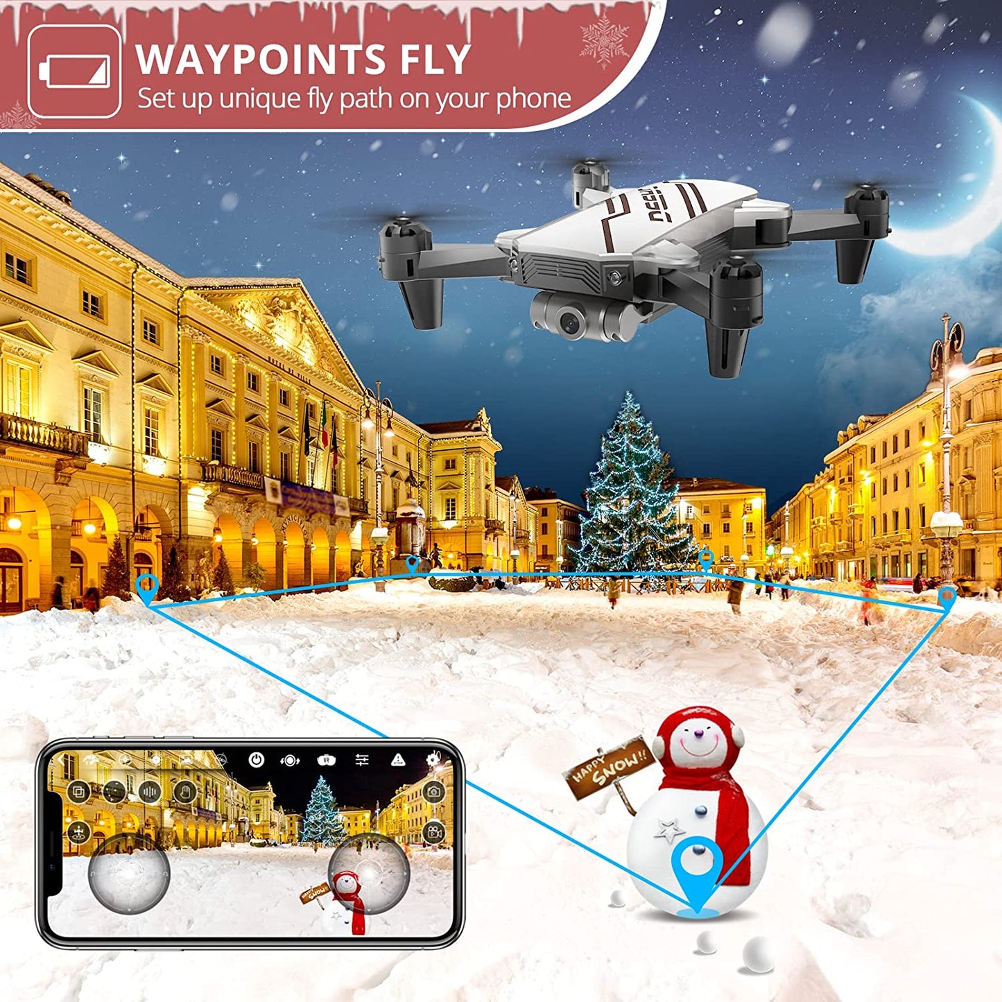 D20 Mini Drone for Kids with 720P HD FPV Camera Remote Control Toys Gifts for Boys Girls with Altitude Hold, Headless Mode, One Key Start Speed Adjustment, 3D Flips 2 Batteries, Silver