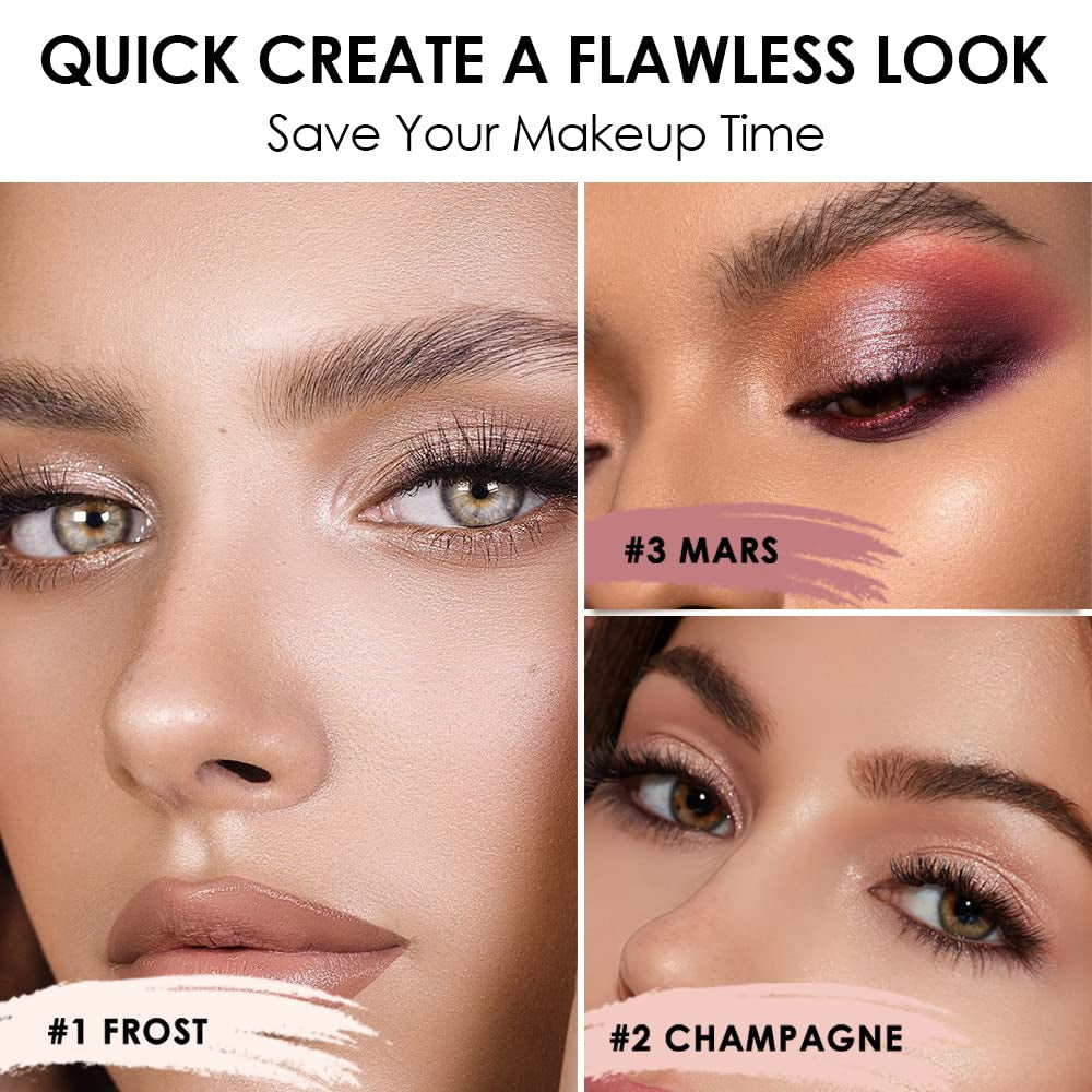 (3 Pcs 2 in 1 Eyeshadow and Eyeliner Pen, Waterproof Eye Shadow Pencil, Hypoallergenic Eyeshadow, Highlighter Eye Liner, Multi-Dimensional Eyes Look, FA38-11116-123