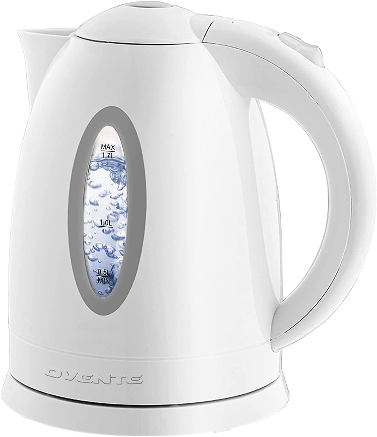 Electric Hot Water Kettle 1.7 Liter with LED Light, 1100 Watt Bpa-Free Portable Tea Maker Fast Heating Element with Auto Shut-Off and Boil Dry Protection, Brew Coffee & Beverage, White KP72W