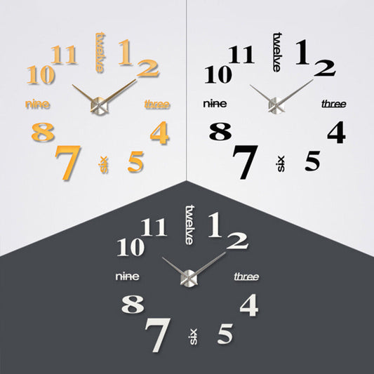 Modern DIY Analog 3D Mirror Surface Large Number Wall Clock Sticker Home Decor