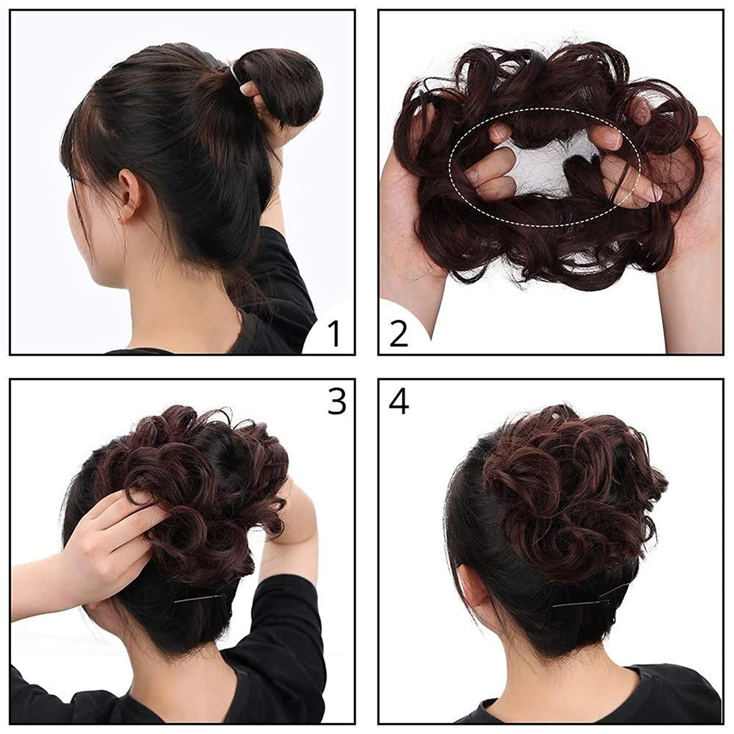 1PCS Messy Hair Bun Hair Scrunchies Extension Curly Wavy Messy Synthetic Chignon for Women Updo Hairpiece