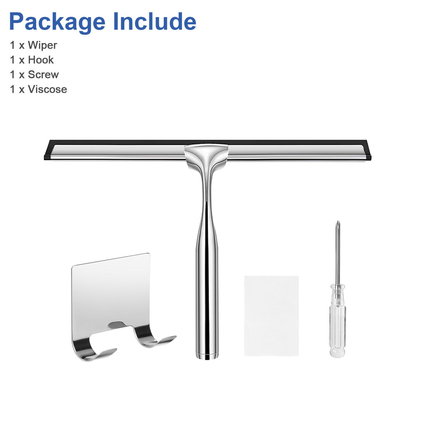 Window Squeegee Shower Cleaner Car Glass Wash Water Wiper Stainless Steel Blade