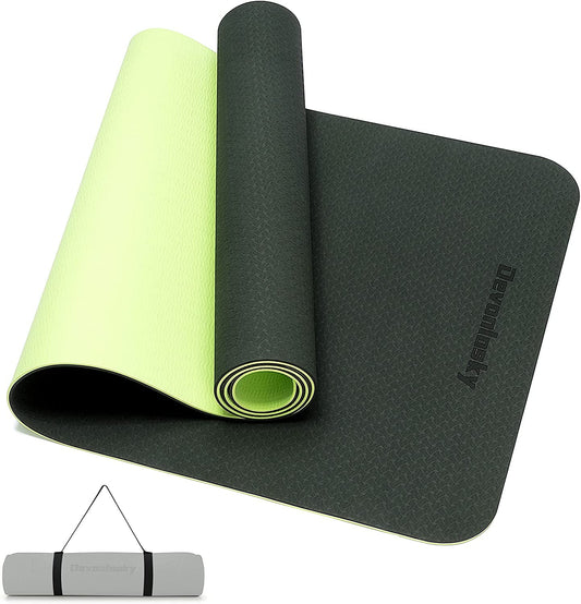 Yoga Mat, Non-Slip Eco Friendly Exercise Yoga Mat for Men and Women, 1/4-Inch Thick High Density Pro Mat with Carrying Strap for Yoga Pilates and Fitness Exercise