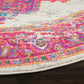 Passion Ivory/Fuchsia 4' X round Area Rug, Boho, Traditional, Easy Cleaning, Non Shedding, Bed Room, Living Room, Hallway, (4' Round)