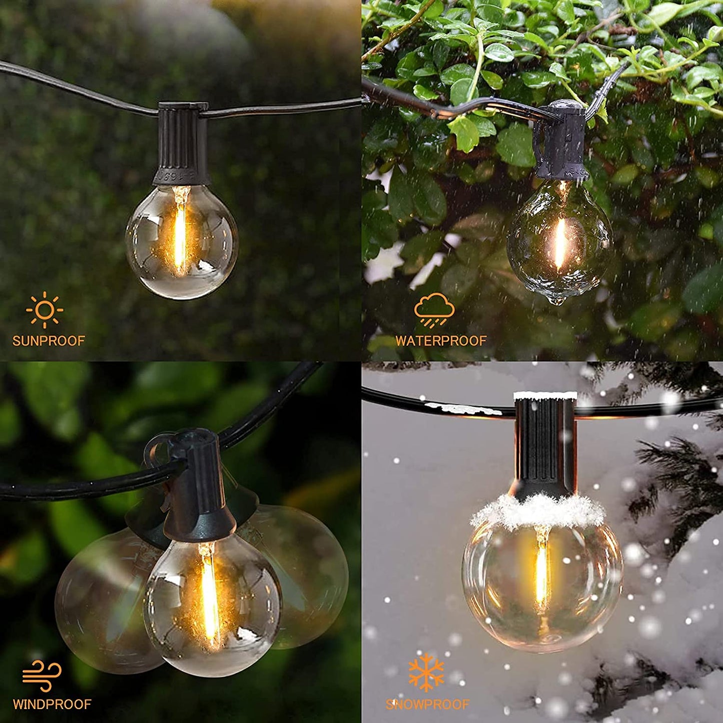 Outdoor String Lights Led 50Ft Patio Lights with 26 G40 Shatterproof Clear Bulbs, 2700K Globe Hanging Lights for Backyard, Porch, Balcony, Hanging Lights for Birthday Party