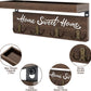 Wall-Mounted Key and Mail Holder, Wooden Key Rack with 4 Double Key Hooks, Rustic Home Decor for Entryway