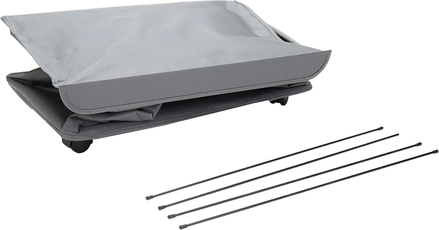 Mind Reader Double Rolling Hamper Laundry Sorter with Lid, Wheels, Handles, 105 Liter, Gray Metalic