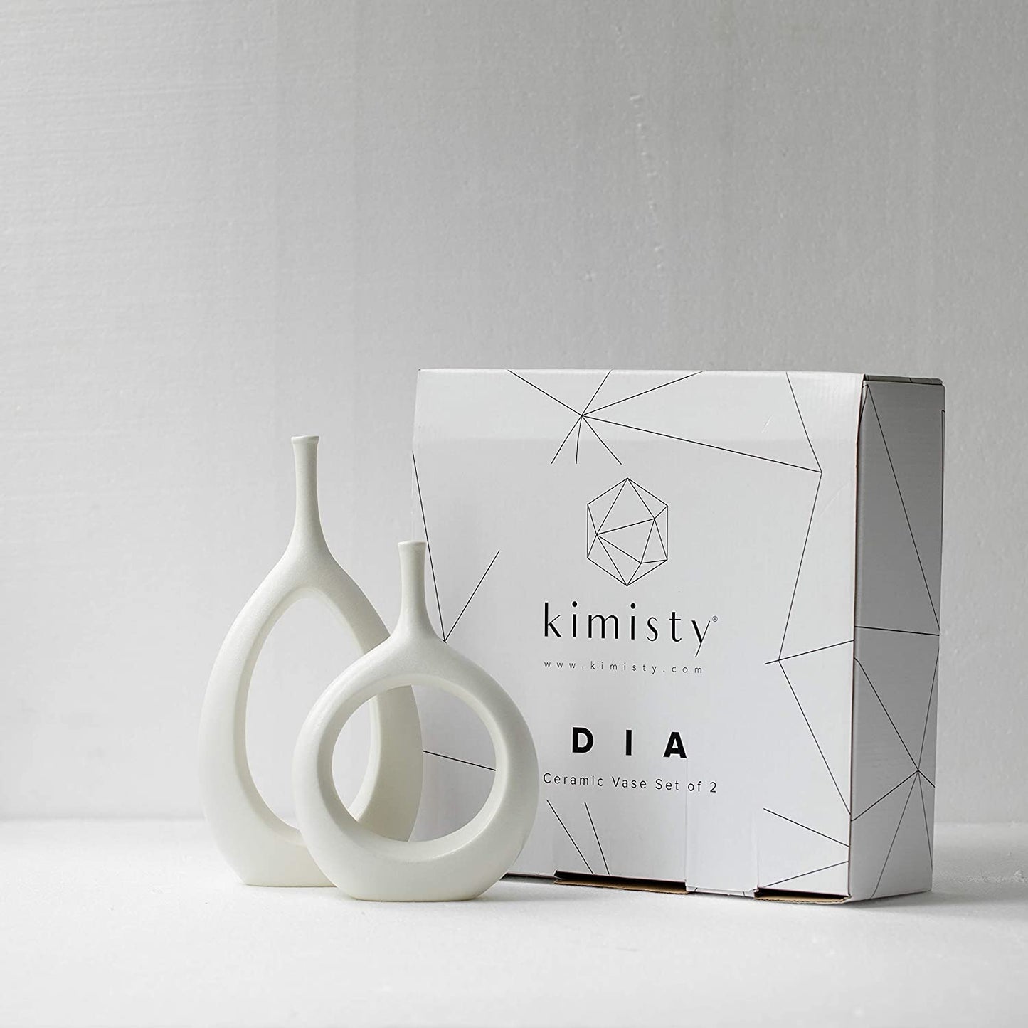 Ceramic Vase 2 Pack, White Modern Bud Vase, Ceramic Modern Vase Decor, Sculpture Decor, Fire Place Decoration, Mid Century Modern, Dia