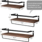 3 Set Pre-Assembled Floating Bathroom Shelves with 2 Towel Bars, Wall Mounted Storage Wood Shelf, Rustic Decor Accessories for Bathroom, Kitchen, Bedroom, Office, over Toilet - Brown