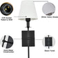 Slim Wall Sconce Set of 2 White Fabric Shades Wall Sconce Hardwired Indoor Wall Light Column Stand Bedroom Wall Lamps Bathroom Vanity Light Fixture, Black