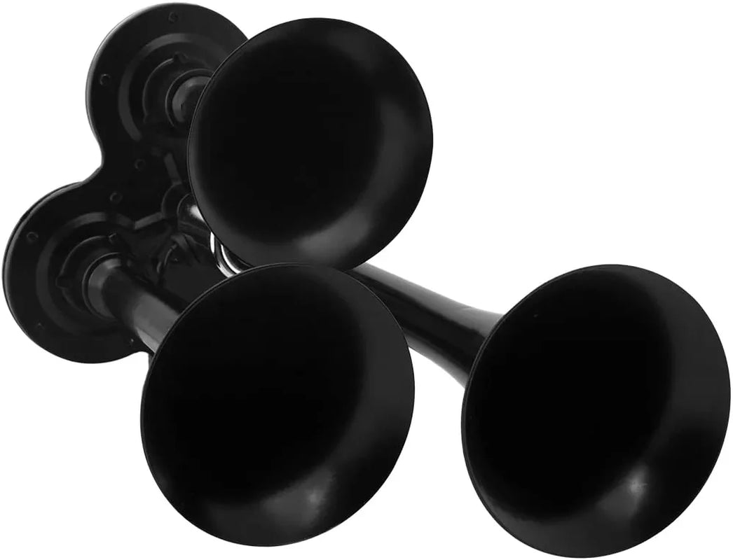 Train Horn for Truck/Car. 3 Air Horn Black Trumpets. Super Loud Db. Fits 12V/24V Vehicles like Semi/Pickup/Jeep/Rv/Suv VXH3311B