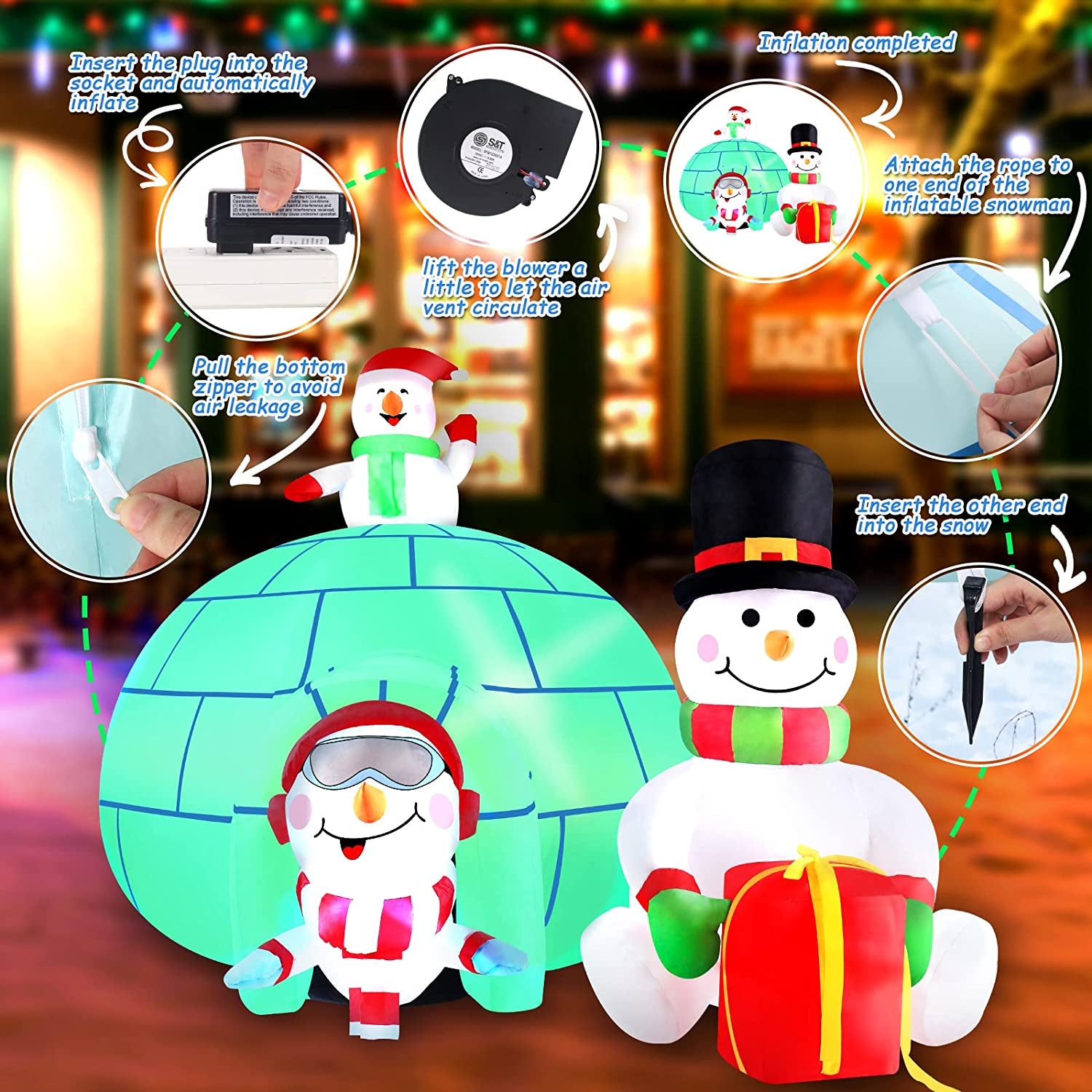 Christmas Inflatables Outdoor Decorations, Blow up Snowman Penguins Inflatable