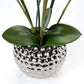Artificial White Phalaenopsis Orchid Flower Arrangements 20.8" Faux Orchid Flower in Silver Pot Orchid Centerpiece for Dining Room Table