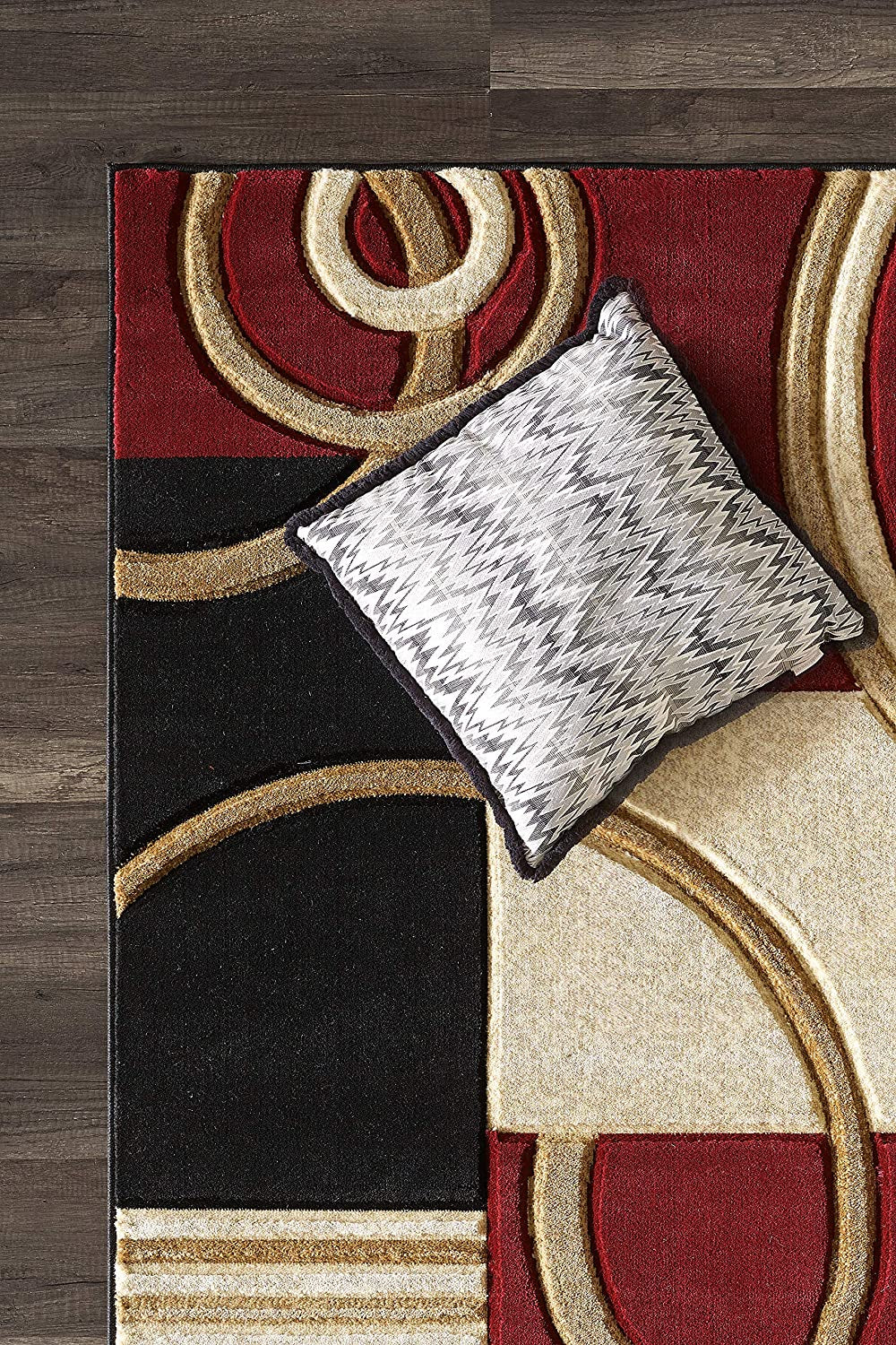 Area Rug Modern 5X7 Dark Red Soft Hand Carved Contemporary Floor Carpet with Premium Fluffy Texture for Indoor Living Dining Room and Bedroom Area.