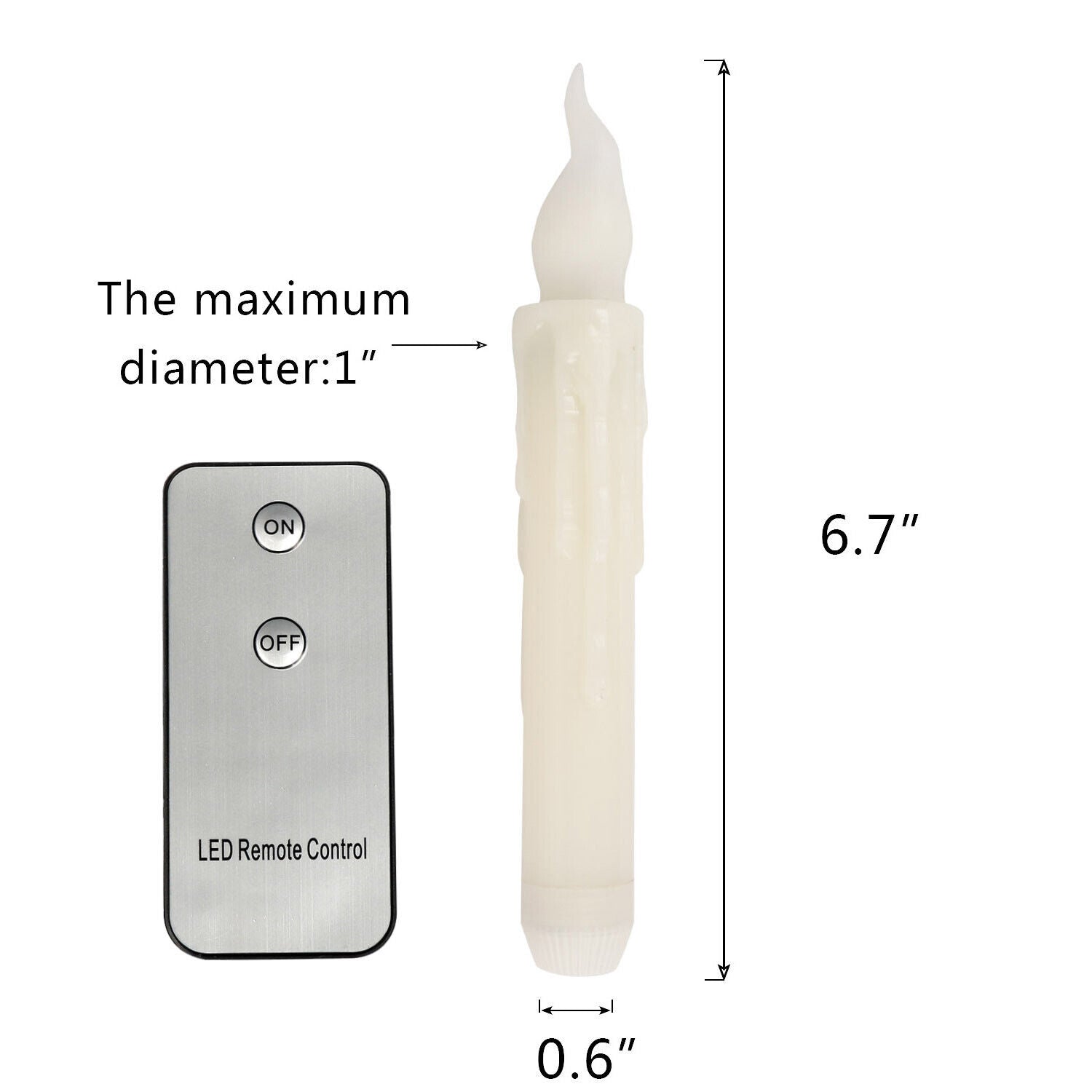 6Pcs 6.7'' Flickering Battery Operated Candlesticks Window LED Flameless Candles