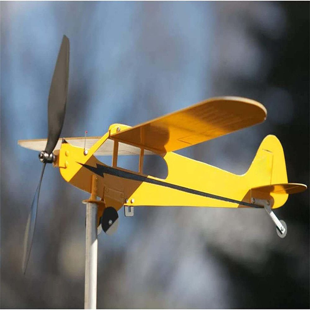 Piper J3 Cub Airplane Weathervane, Metal Weather Vane Decoration Gifts, for Any Garden Pergola Deck Gazebos or Yard, for Flight Lovers