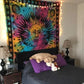 Sun Moon Hippie Tapestry Wall Hanging Aesthetic Indie Wall Tapestry, Hippie Bohemian Decorative Printed Trippy Tapestry for Bedroom Living Room Home Decor (Rainbow 55X82 Inch)