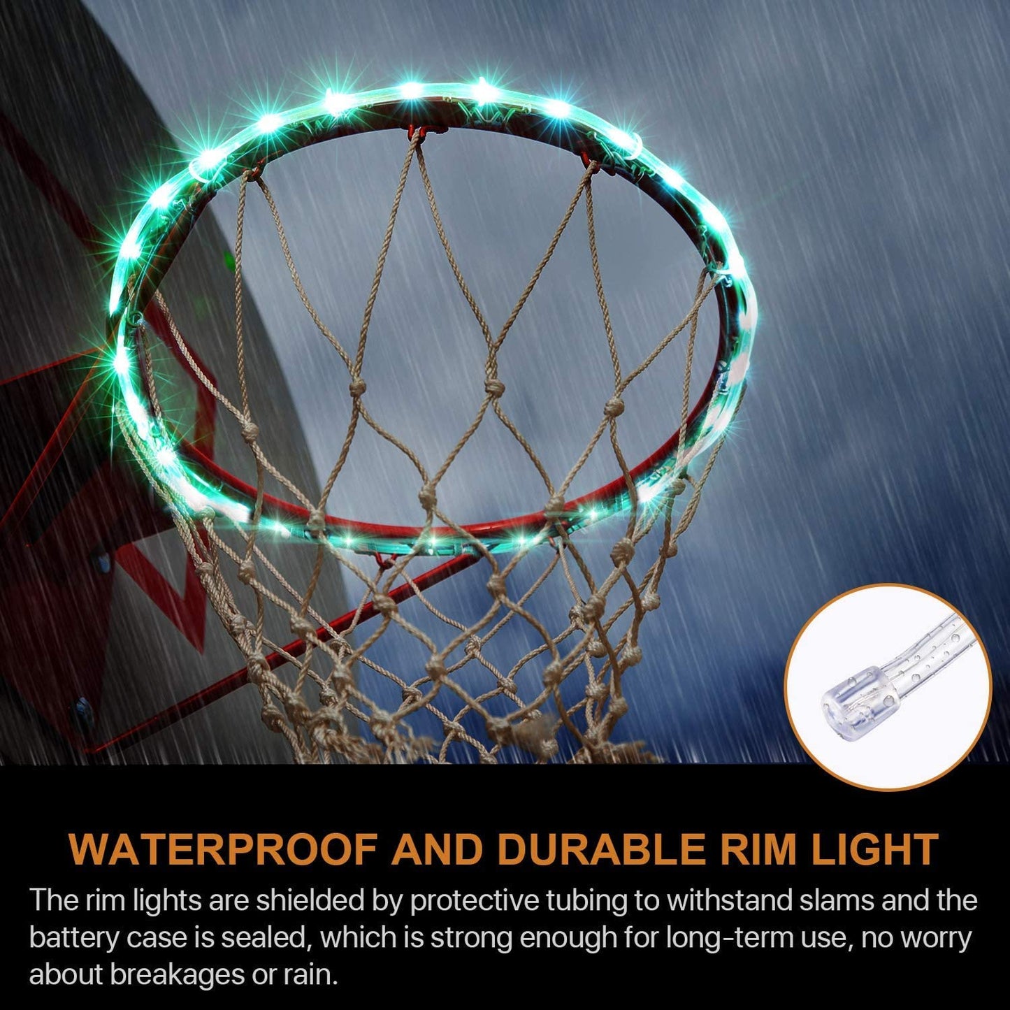 LED Basketball Hoop Lights, Remote Control Basketball Rim LED Light, 16 Color Change by Yourself, Waterproof，Super Bright to Play at Night Outdoors,Good Gift for Kids