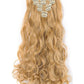 ® 20" Curly Full Head Clip in Synthetic Hair Extensions 7Pcs 140G (25#-Light Golden Blonde)