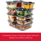 8-Piece Brilliance Glass Food Storage Containers with Lids for Lunch, Meal Prep, and Leftovers, Dishwasher and Oven Safe, Clear/Grey