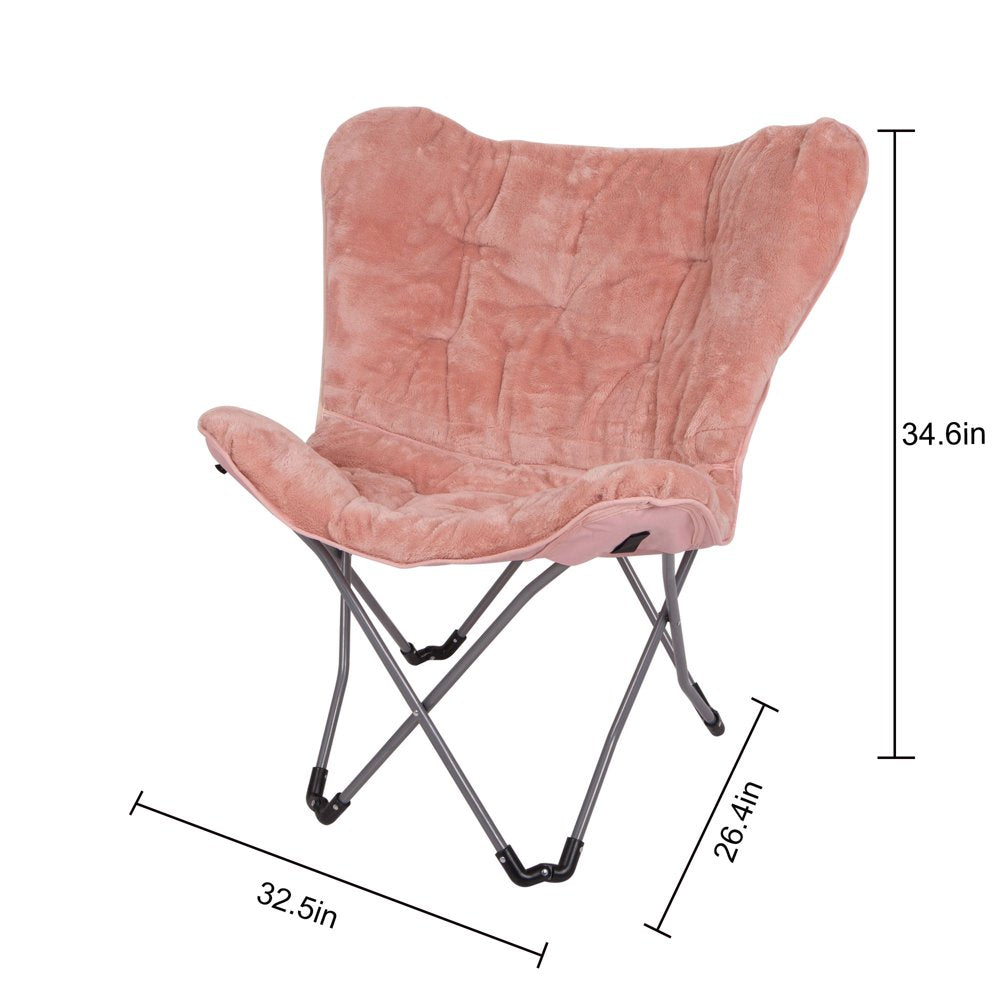 Mainstays Faux Fur Butterfly Folding Chair, Pink