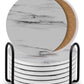 Set of 8 Coasters for Drinks , Absorbent Marble Style Ceramic Drink Coaster with Holder for Coffee Wooden Table Home Decor(Grey)