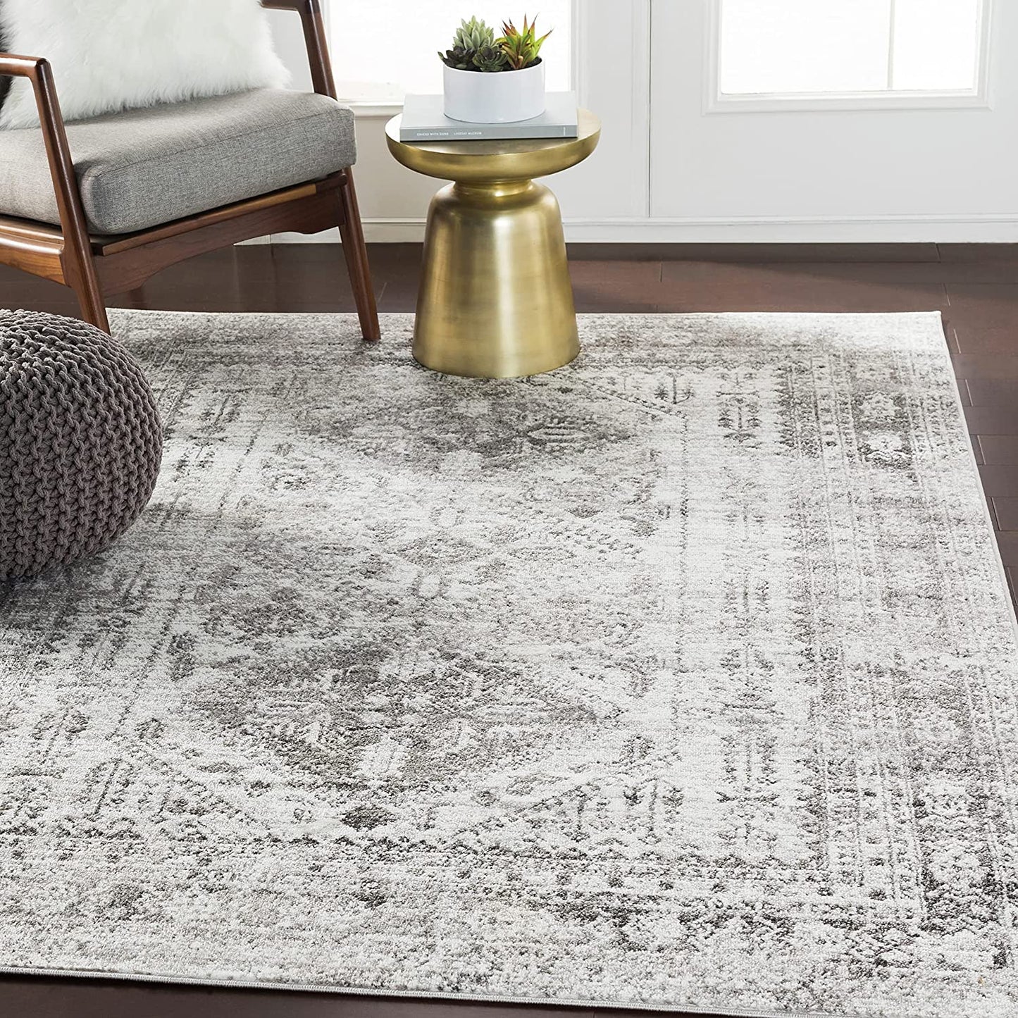 Desta Vintage Oriental Area Rug, 5'3" X 7'3", Charcoal