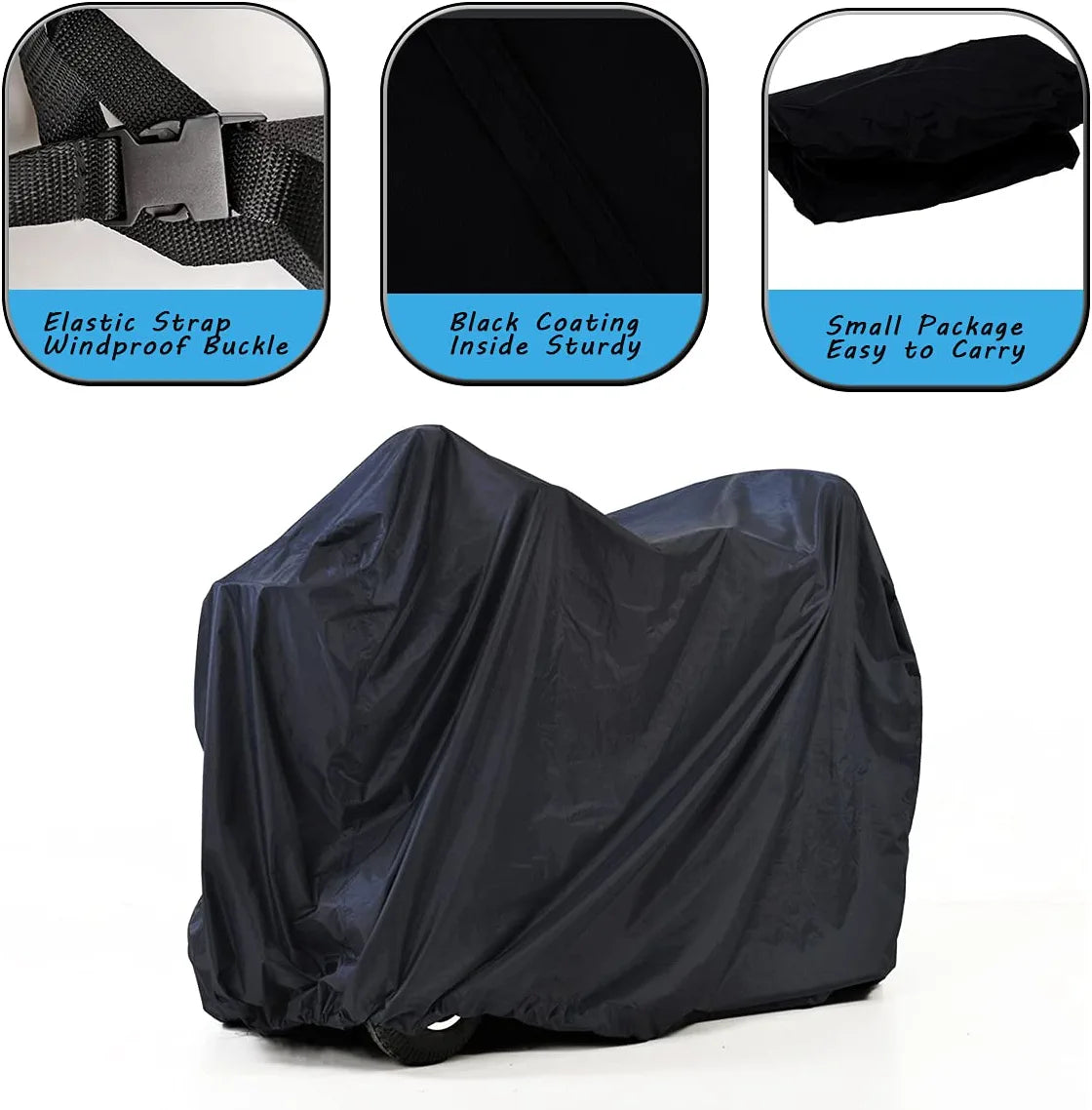 Upgraded Mobility Scooter Storage Cover, 420D Oxford Fabric Scooter Weather Cover with Waterproof Strip - 2 Buckles Heavy Duty, Water Resistant, Durable with Free Storage Bag by  (Black )