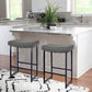 Grey Bar Stools Set of 2 Counter Height 24 Inches Saddle Stools for Kitchen Counter Backless Modern Barstools Upholstered Faux Leather Stools Farmhouse Island Chairs, Grey, 2Pcs