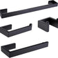 Premium Stainless Steel 4 Pieces Bathroom Hardware Accessories Set Wall Mounted Towel Bar Towel Holder Robe Hook Toilet Paper Holder ， Matte Black