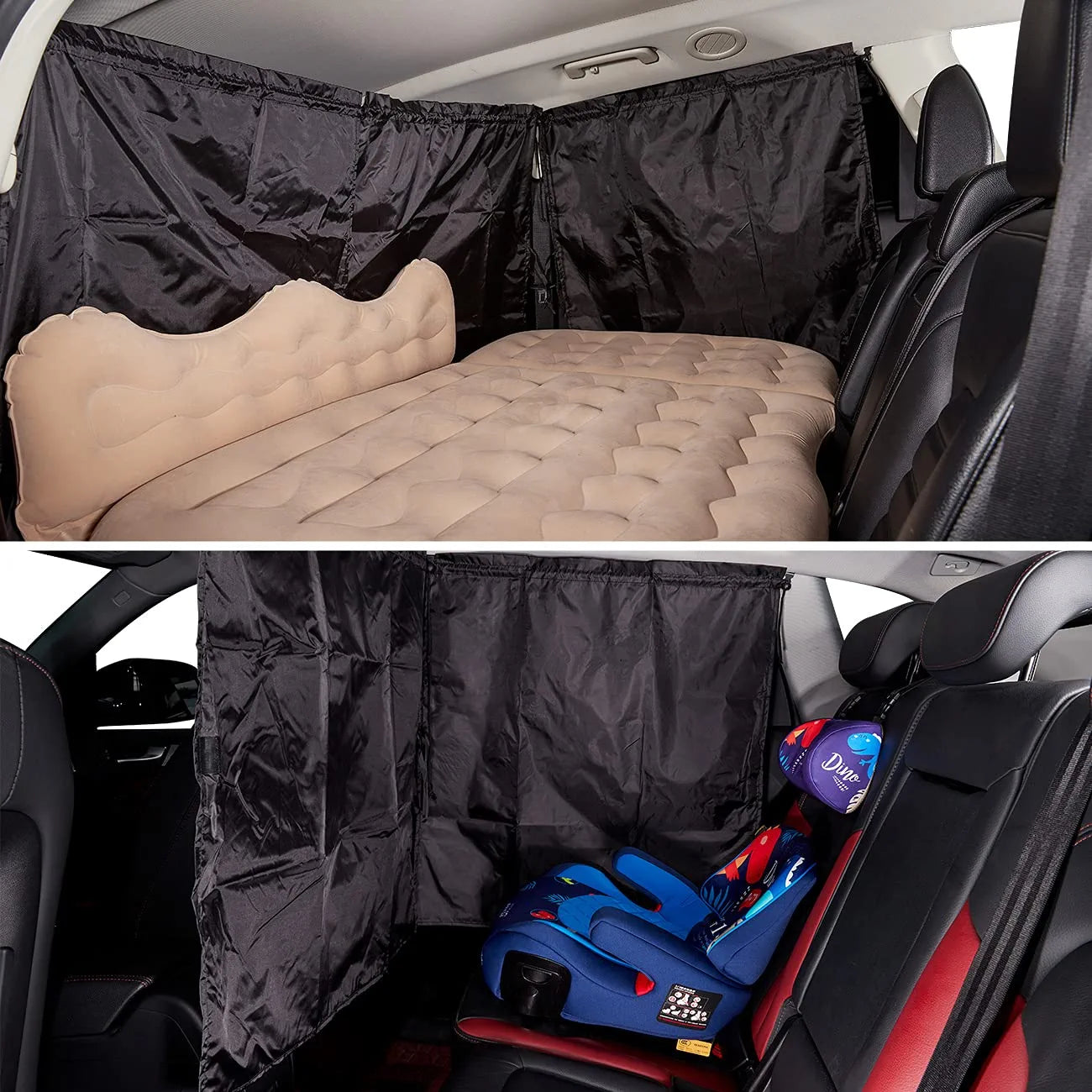 Car Divider Curtain Sun Shade,Car Window Shade,Car Sun Shade for Window Baby,Car Window Shades for Side Windows,Windshield Sunshade, Privacy Sunshade Curtain for Camping Air Mattress (Black)