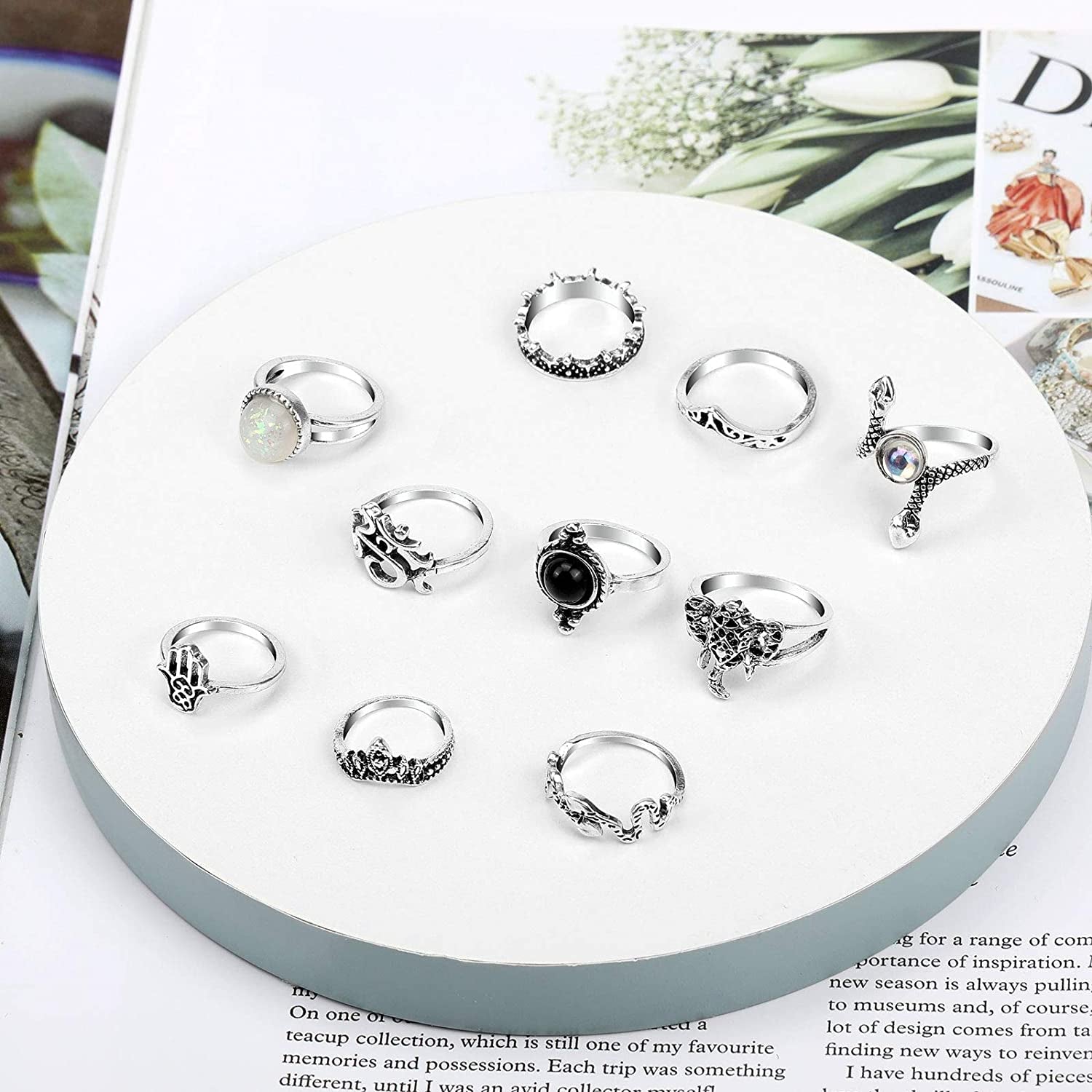 60-99 Pcs Knuckle Rings for Women Stackable Rings Set Silver Rings Gold Bohemian Retro Vintage Joint Finger Rings Hollow Carved Flowers Knuckle Midi Rings