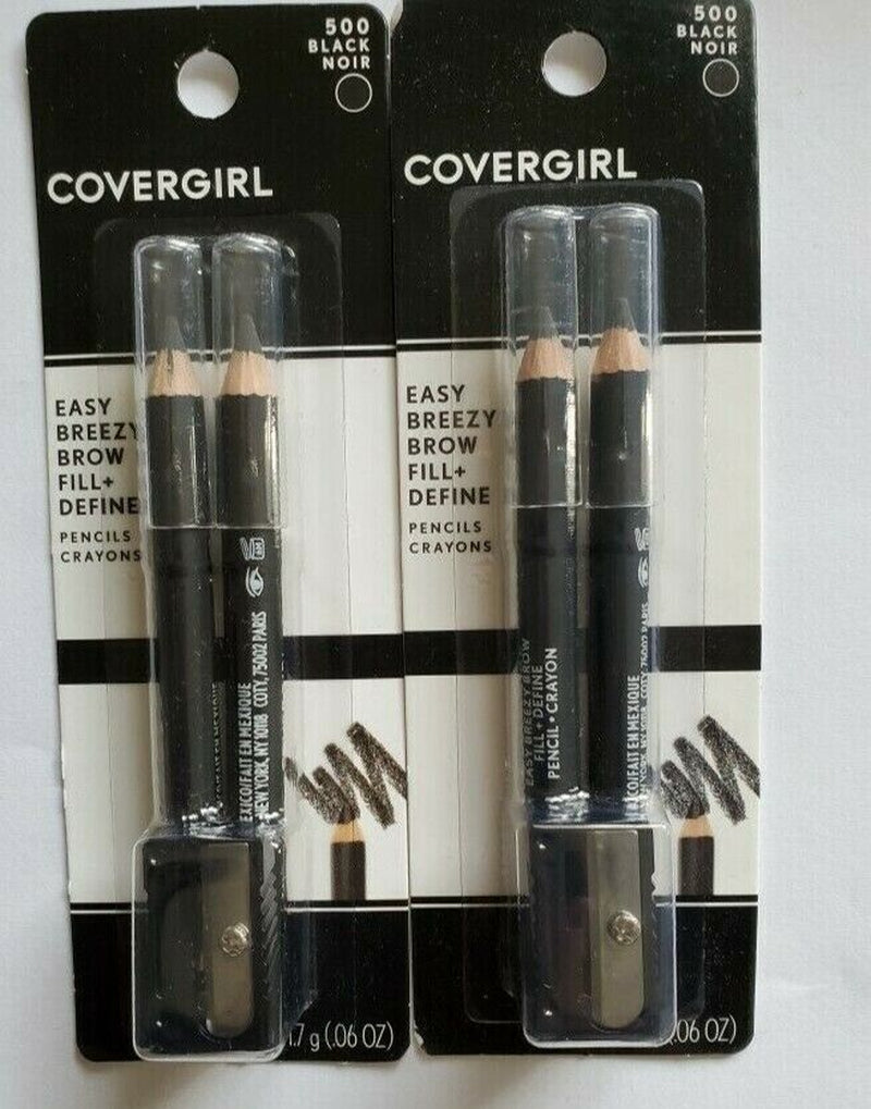 Lot of 2 Covergirl Easy Breezy Brow Fill & Define Pencil - 500 Black