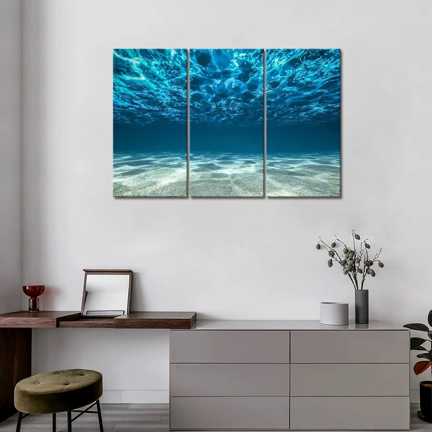 3 Panel Blue Ocean Sea Wall Art Painting on Canvas the Pictures Modern Artwork for Office Home Decor