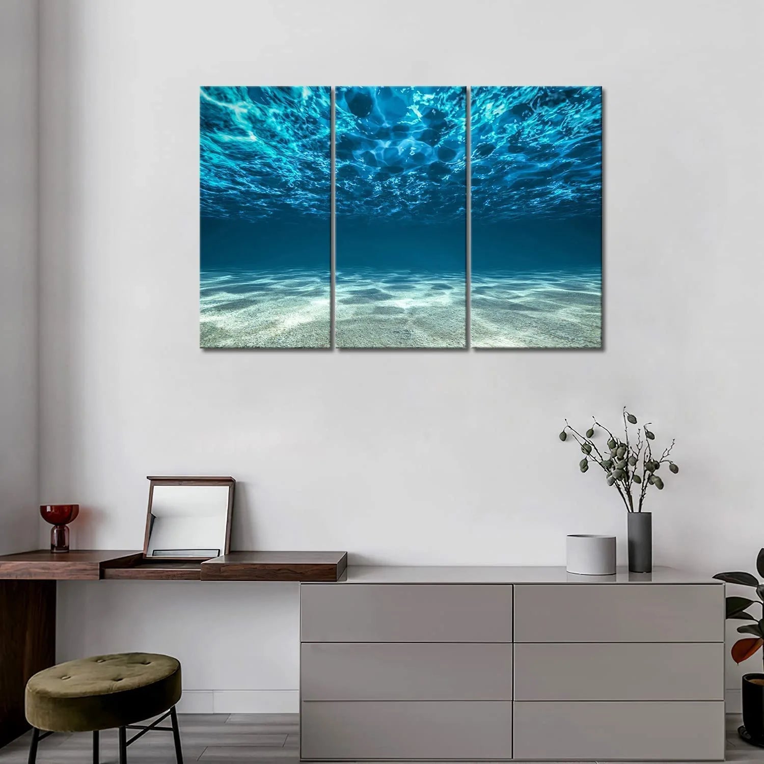 3 Panel Blue Ocean Sea Wall Art Painting on Canvas the Pictures Modern Artwork for Office Home Decor
